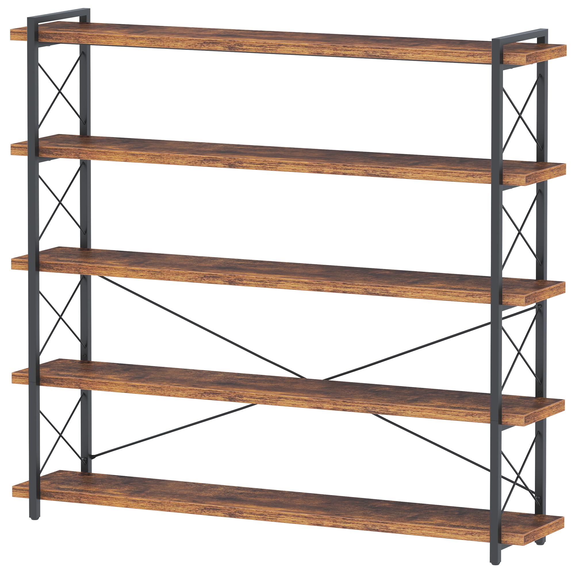 Photo 1 of ****SIMILAR***
HCHQHS Large Bookshelf, 5-Tier Long Industrial Bookcase, Rustic Brown Book Shelf, Freestanding Horizontal Bookshelves with Metal Frame