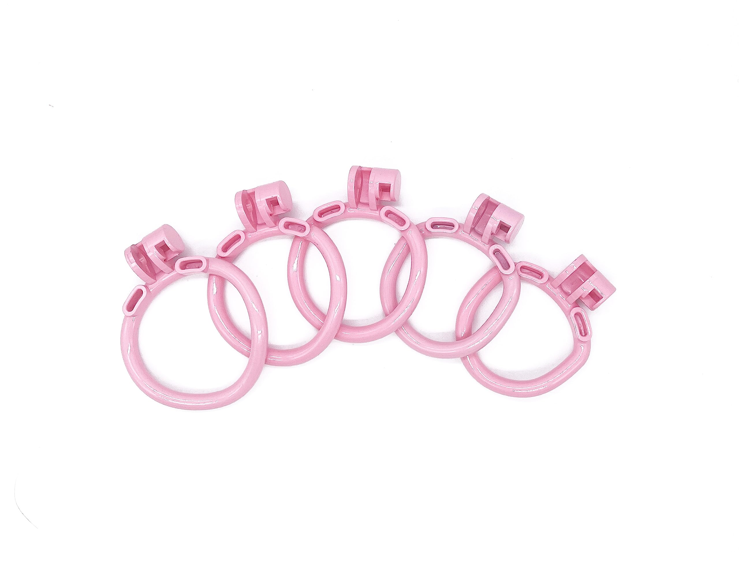 3D Modeling Chastity Cage Device with Lock & 5 curved Rings - Male chastitycage Men urethral in Pink (Curved Rings - No cage)