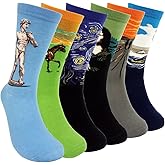 HSELL Mens Famous Painting Art Printed Dress Socks Crazy Colorful Pattern Fun Crew Cotton Socks