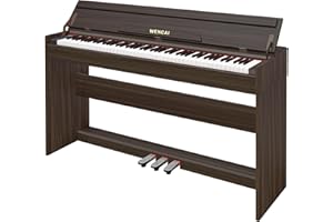 WENCAI 88 Key Electric Piano Velocity-Sensitive Keyboard, 88 Keys Home Upright Digital Pianos, Wooden Electronic Piano for Beginner Adult with 3 Pedals, Supports USB-MIDI/Wireless Connect, Brown