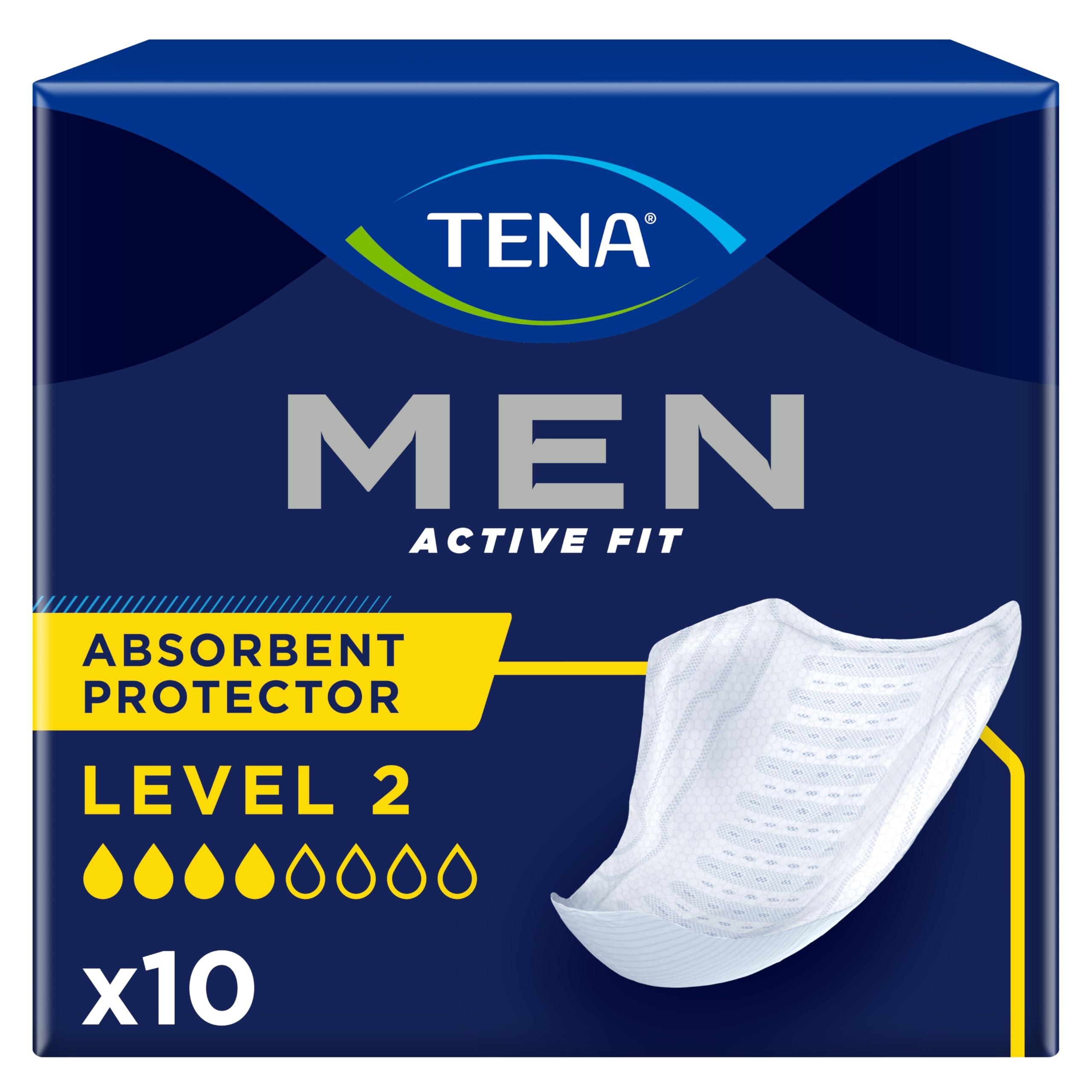 Tena For Men Level 2 Odour Control Incontinence Pads, 10 Pads (Pack of 1)