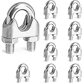 10PCS 1/8 Inches M3 304 Stainless Steel Wire Rope Cable Clip Clamp, Reusable Wire Rope Clips for 1/8Inch (1.5mm-3mm) Diameter Wire Cable/Wire Rope, Wire Clamp Tool for Outdoors