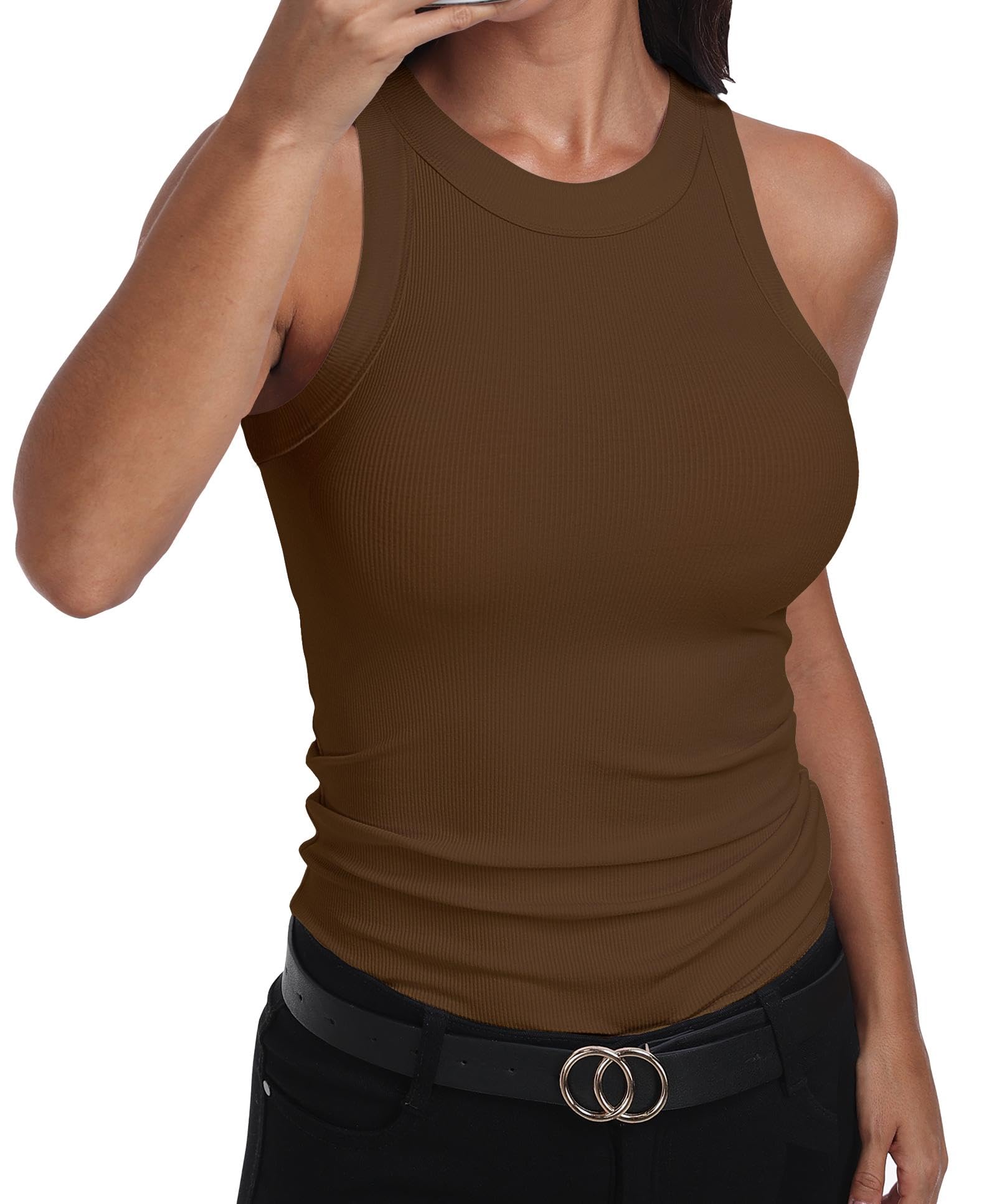 Harmony Ribbed Knit Tank Top - Mocha