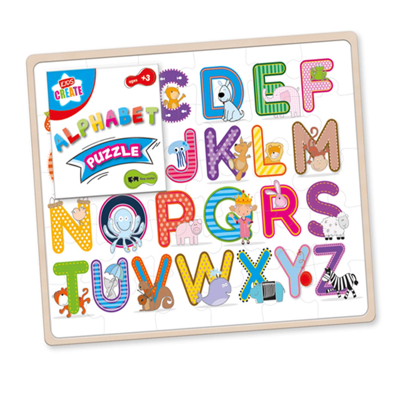 Kids Create Slim Wooden Alphabet Animal Puzzle Board 3+