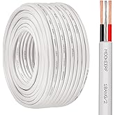 MOOKEERF 18 AWG 2 Conductor Stranded Shielded Plenum Cable 100FT 18/2 Shielded Wire White CL3P Jacket for Security/Alarm/Access Control/Sound-18AWG 2 Conductors Wire
