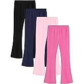 HoeVou 4 Pack Girls Cotton Flare Leggings Kids High Waist Bell Bottoms Leggings Boot Cut Yoga Pants for Girls 2–14 Years