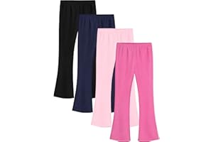 HoeVou 4 Pack Girls Cotton Flare Leggings Kids High Waist Bell Bottoms Leggings Boot Cut Yoga Pants for Girls 2–14 Years