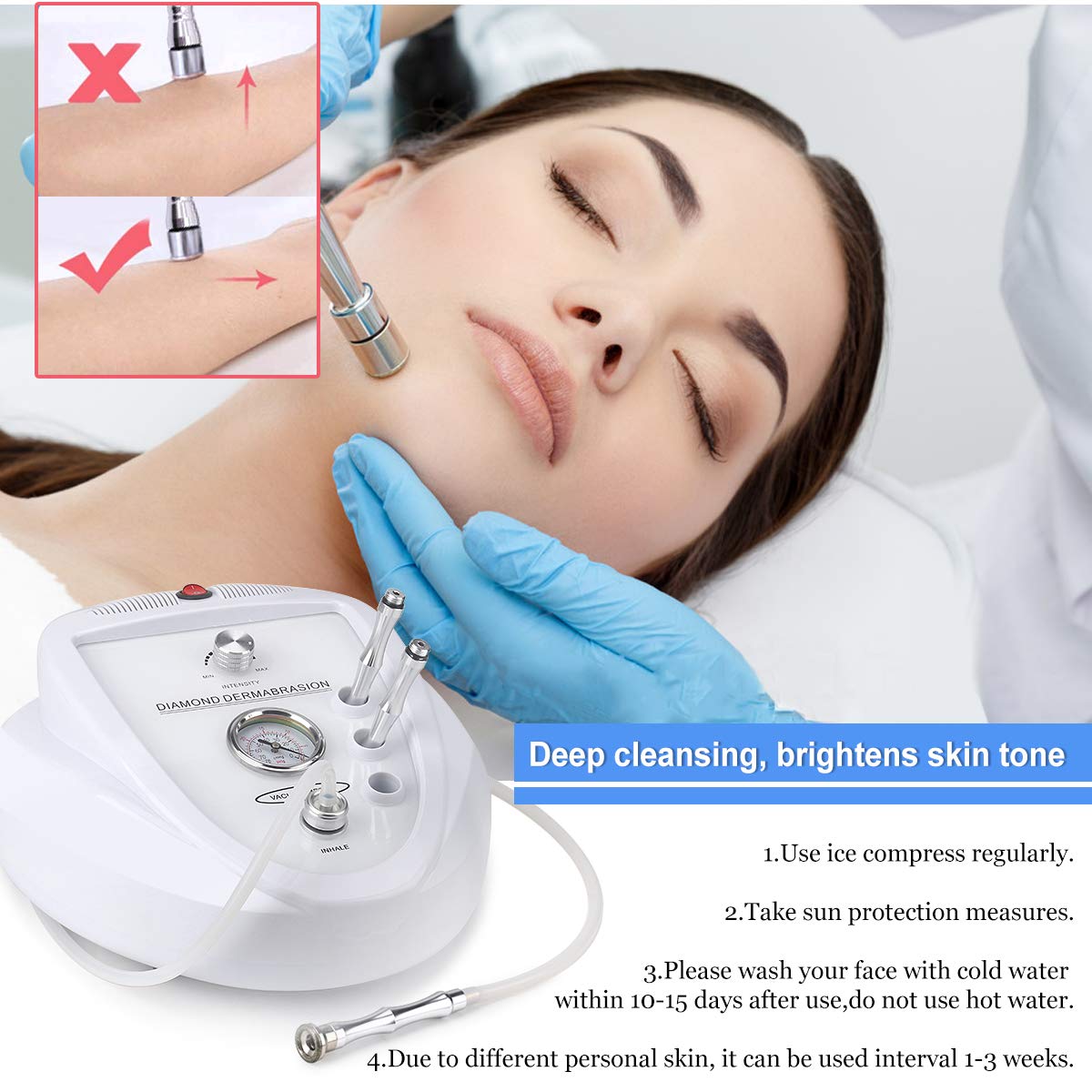 Diamond Microdermabrasion Machine, MYSWEETY 65-68cmHg Suction Power Professional Diamond Equipment for Home Use Skin Peeling Skin Lift Tighten Beauty Machine : Beauty