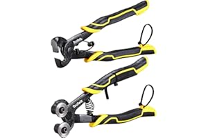 Toolwiz 2pcs Glass Tile Nippers, Heavy Duty Tungsten Wheeled Mosaic Tile Cutter Tool & Ceramic Tile Nipper with Non-slip Handle for Stain Glass, Mosaic Glass, Ceramic, Mirror and Tiles DIY