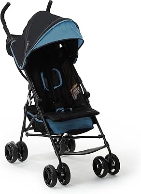 Ingenuity 3D Mini Convenience Stroller – Lightweight Stroller with Compact Fold, Multi-Position Recline, Canopy with Pop Out Sun Visor – Umbrella Stroller for Travel & More, Blue/Black