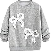 SOLY HUX Girl's Cute Bow Sweatshirt Long Sleeve Crewneck Casual Trendy Fall Pullover Tops