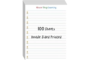 GETHELUD 100 Sheets Ruled Writing Paper, Double-Sided Printing Skip-A-Line Ruled Writing Paper with Dotted Lines 1” Line Spacing Handwriting Practice Paper for Kindergarten Toddlers Kids (8” x 10.6”)