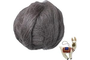 Kondoos Llama Hair roving (Similar to Alpaca), 8 oz. Best for Needle Felting, handcrafts and Spinning. Natural Colors, un-Dyed. (Gray PG, 8oz)