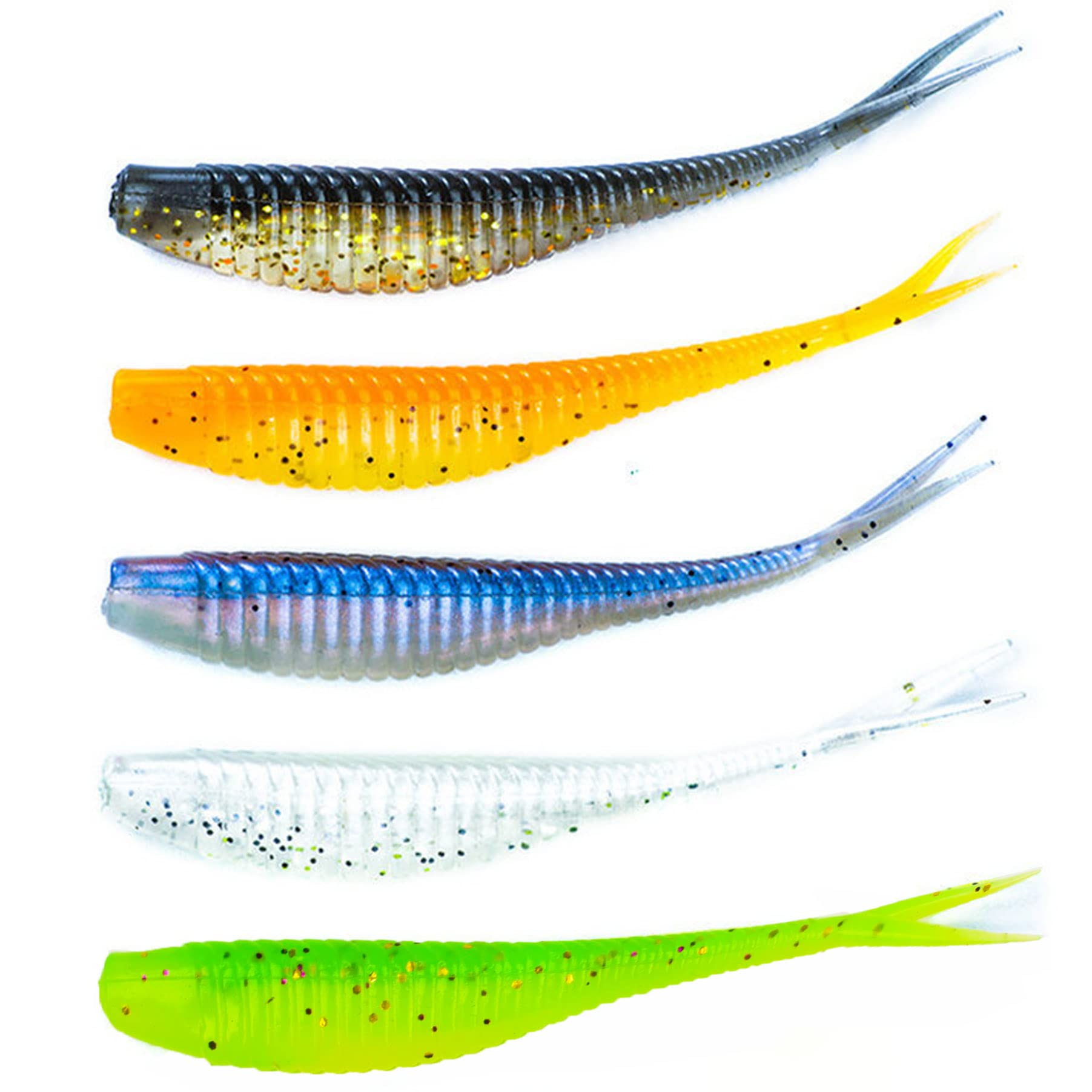 Awxevcik Artificial Perch Soft Baits, 100PCS, 2.76 Inch, Soft Paddle Tail Fishing Swimbaits, Bass & Perch Lures
