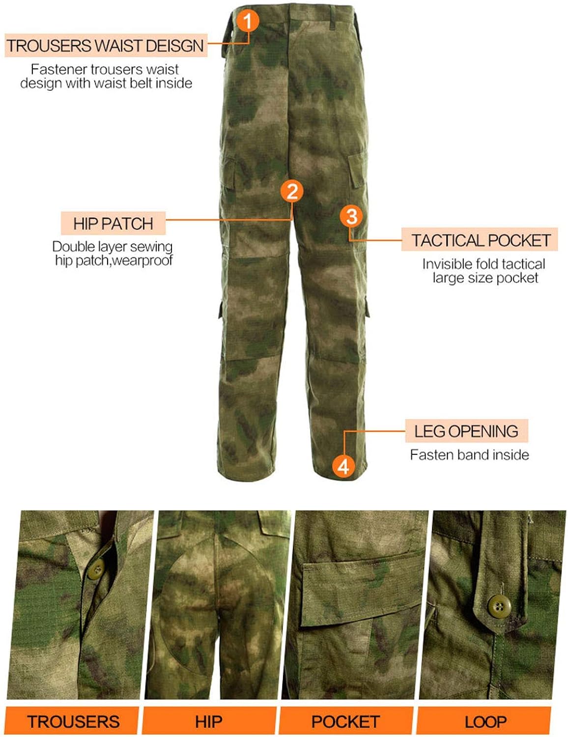LANBAOSI Men's Tactical Jacket and Pants Military Camo Hunting ACU Uniform 2PC Set Army Multicam Apparel Suit: Clothing