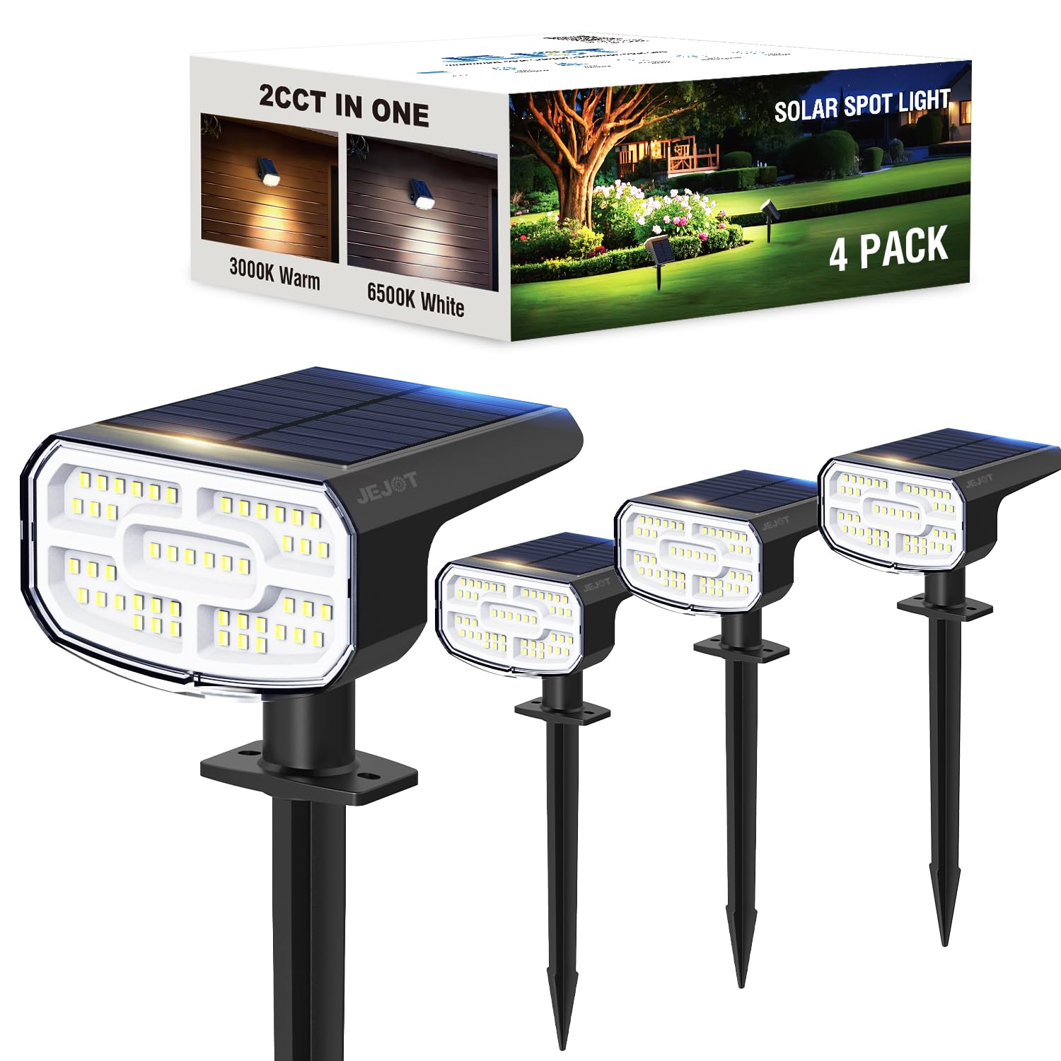 Photo 1 of ***MISSING PARTS***
JEJOT Solar Spot Lights Outdoor Waterproof IP65,4 Pack,2CCT(3000K/6500K),4 Lighting Modes Selectable, Solar Powered Yard Garden Solar Spot Lights for Outside Landscape Auto On/Off