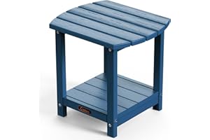 Ciokea Adirondack Outdoor Side Table, 2-Tier Sturdy Patio End Table Weather Resistant, Morden Side Table for Patio, Pool, Porch, Navy Blue