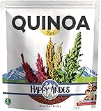 Happy Andes Red Quinoa 3 lbs - Non Gluten, Whole Grain Rice Substitute - Ready to Cook Food for Oats and Seeds Recipes - Healthy Meal with Vitamins and Protein - Best Value