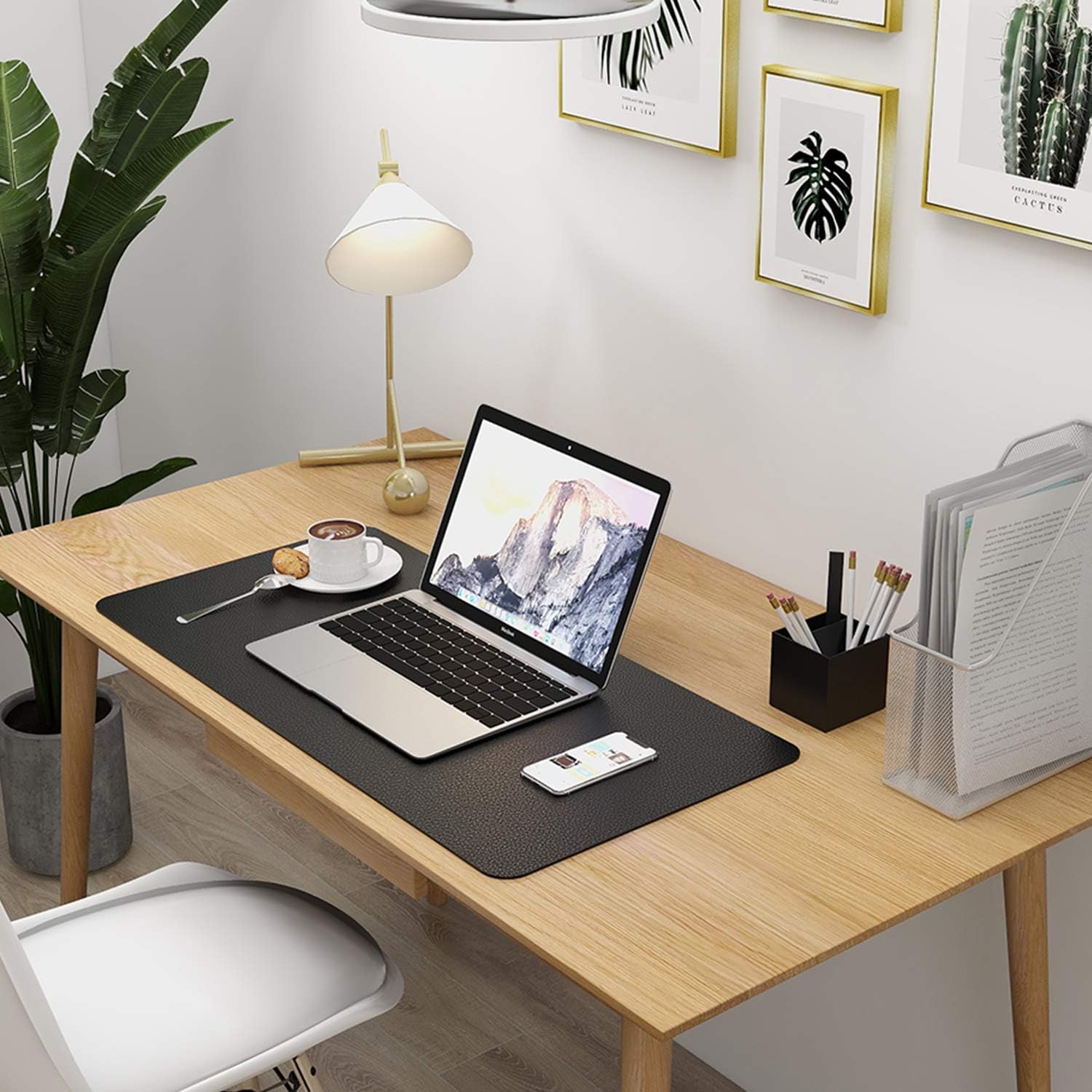 AMERIERGO Dual-Sided Desk Pad - 31.5 Inch x 15.7 Inch Desk Mat, PU Leather Waterproof Desk Cover Protector, Non-Slip Desk Writing Mat for Office & Home : Office Products