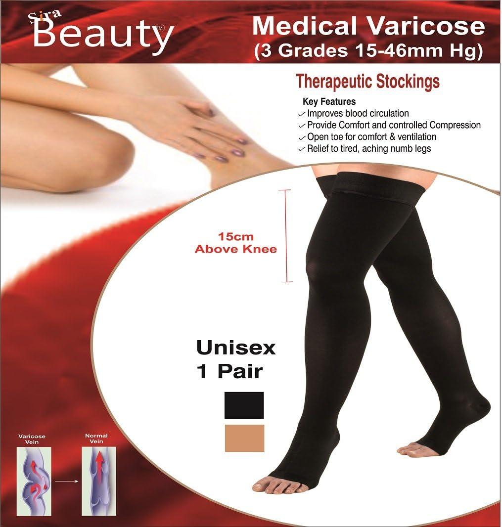 Sira Medical Antiskid Varicose Veins Graduate Calibrated Medium Compression Socks, Grade-II, Unisex.