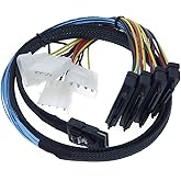 EDIMS Mini SAS to SAS Cable Internal Breakout Cable SFF-8087 to SFF-8482 with 4X Molex Power Connectors for Raid Controller t