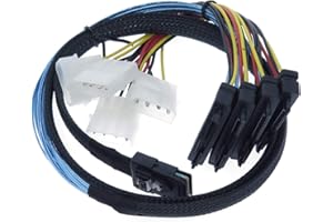 EDIMS Internal Mini SAS 4i SFF-8087 36 Pin to SAS 4X SFF-8482 29Pin Hard Disk SAS Cable with 4X 4Pin Power Cable,3.3FT