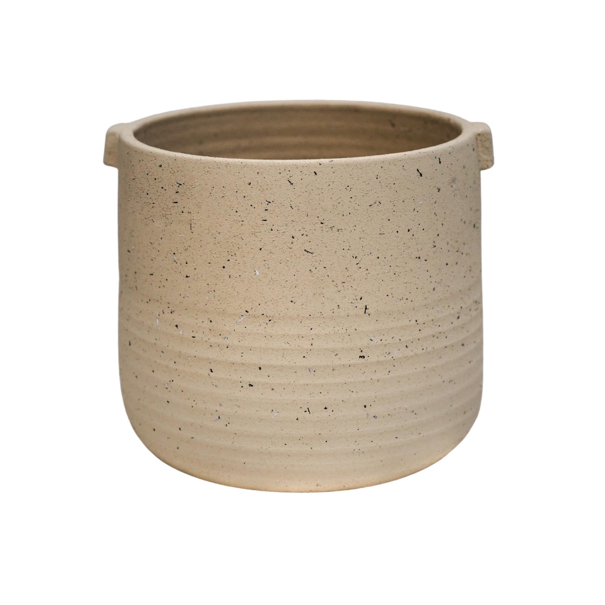 Ivyline Aurora Terrazzo Handle Planter in Oat - Premium Quality - Waterproof Indoor Houseplant Pot with Handles - H17cm x D19cm