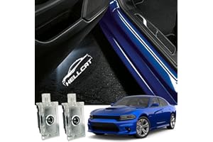 JUNMEI 2pcs Never Fade Door Light Led Logo for Dodge Charger Daytona Hellcat All Car Models Projector Ghost Shadow Puddle Courtesy Step Lights (Hellcat)