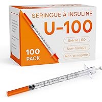 0.5mL/cc U-100 Insulin Syringe 31G 5/16" (8mm) Insulin Syringes with Needle Individually Wrapped, Pack of 100