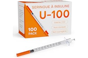 0.5mL/cc U-100 Insulin Syringe 31G 5/16" (8mm) Insulin Syringes with Needle Individually Wrapped, Pack of 100