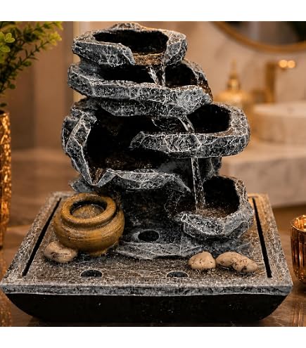 Fonte De Água Cascata 3 Quedas Parede Resina Grande Bivolt (Azul C