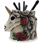 Cyborpon Gothic Unicorn Makeup Brush Holder Skull Gift for Women Adults Pen Organizer Halloween Decor Day Dead Goth Accessory