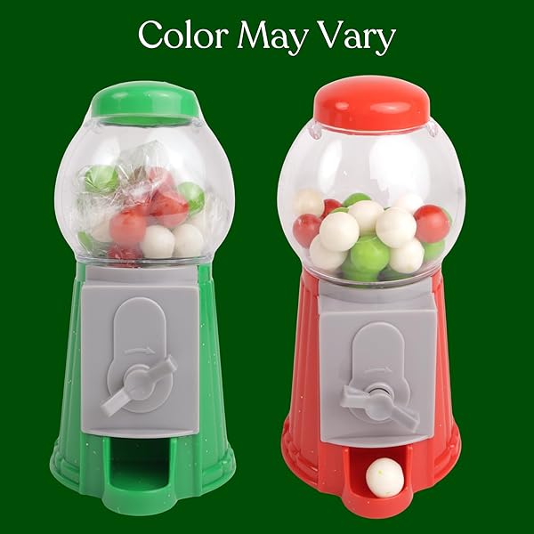 SWEETZO – MINI CHRISTMAS GUMBALL MACHINE, FESTIVE BUBBLE GUM DISPENSER, COLLECTIBLE STOCKING STUFFER GIFTS (PACK OF 3)