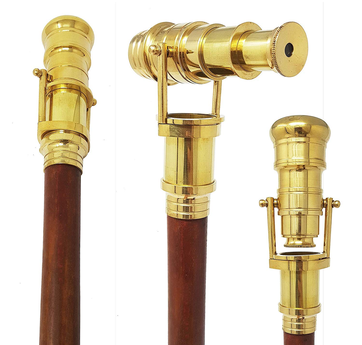 Telescope walking Stick Folding Spyglass Brass Cane Telescope with Indian Rosewood Stick