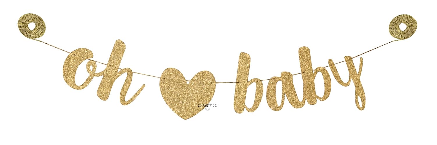 Amazon Com Cc Party Co Oh Baby Gold Glitter Baby Shower Banner Amazon Com Cc Party Co Oh Baby Gold Glitter Baby Shower Banner