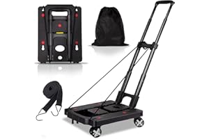 Jogtlyer Folding Hand Truck Lightweight,Foldable Dolly with 4 Rotate Wheels,110 lbs Heavy Duty Hand cart for Luggage,Dolly for Moving Travel Shopping Airport Office Use
