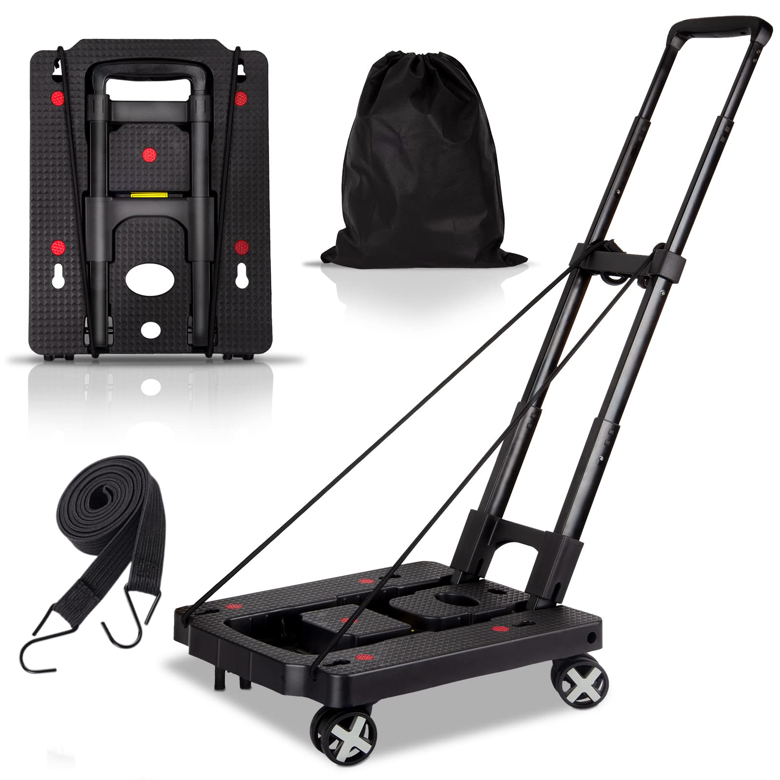 Photo 1 of Jogtlyer Folding Hand Truck Lightweight,Foldable Dolly with 4 Rotate Wheels,110 lbs Heavy Duty Hand cart for Luggage,Dolly for Moving Travel Shopping Airport Office Use