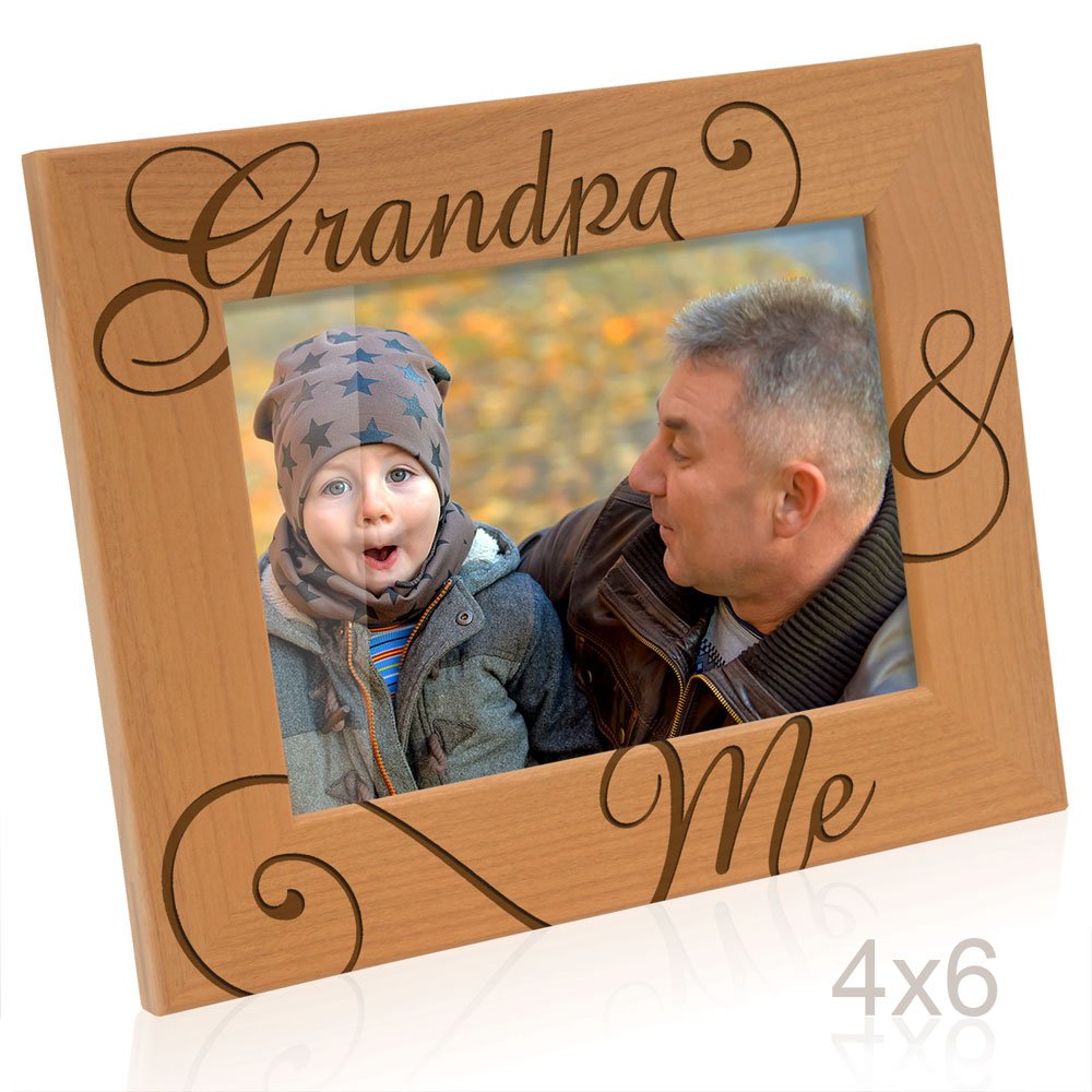 Fathers Day Kate Posh Grandpa and Me Engraved Natural Wood Picture