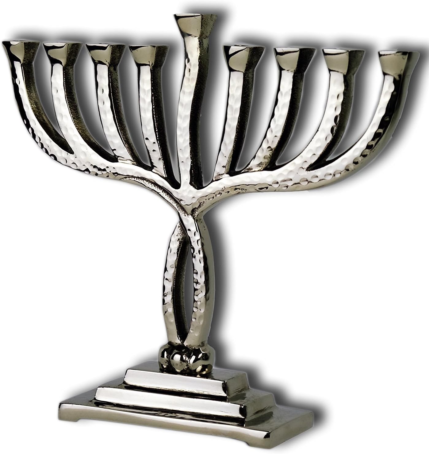 Menorah Essentials Nickel Hammered Hanukkah Menorah