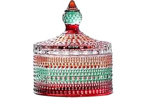 Artistic Mongolian Tent Glass Jar with Colorful Pattern High Transparency Sealed for Candy Jewelry Storage Decoration Color J