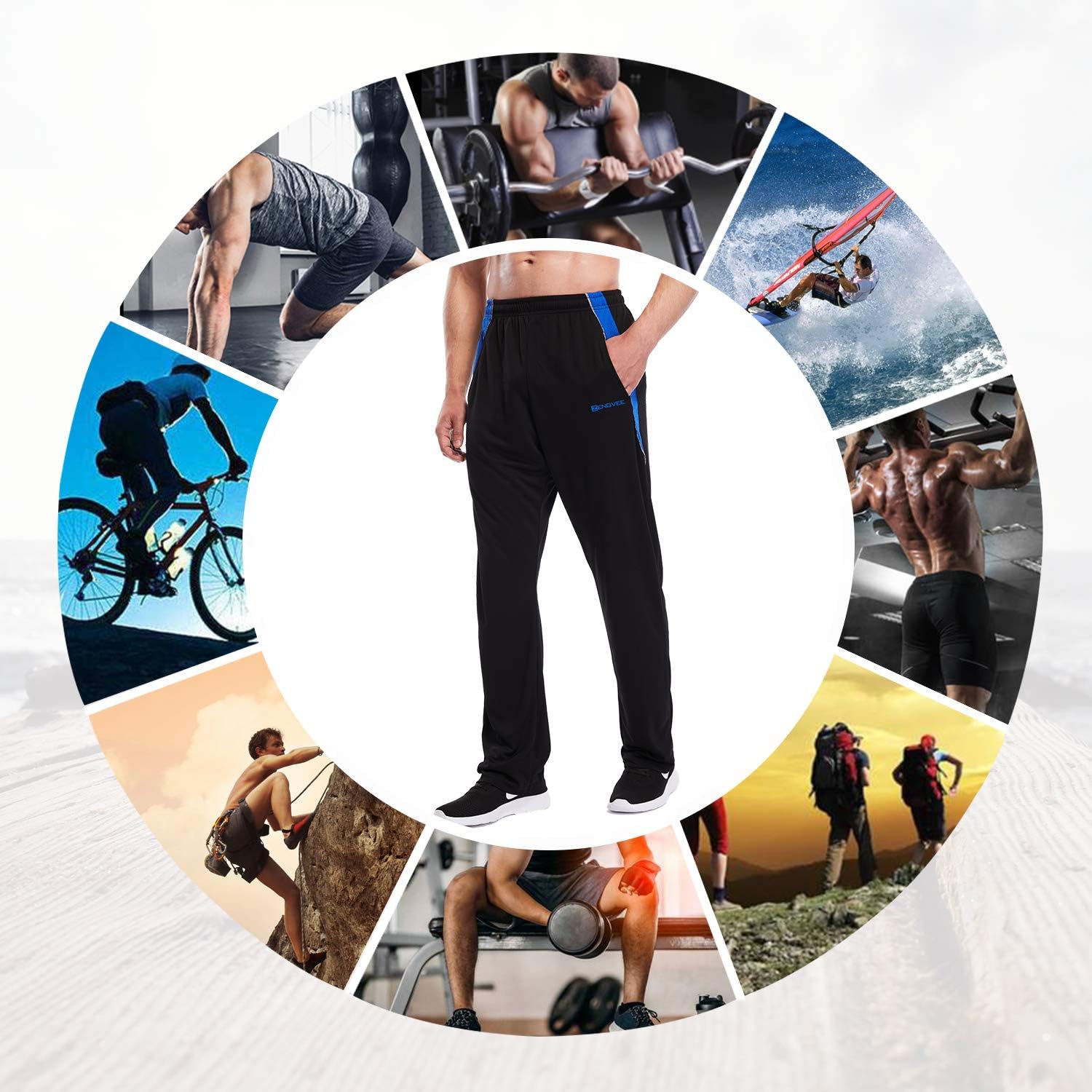 ZENGVEE Mens Sweatpants Open-Bottom Workout Jogger Pant with Pockets at  Men’s Clothing store