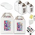 VTPT Ecom - 4 Pack Tri-Handle Tall Cake Boxes With Windows In 2 Sizes 10x10x12 & 12x12x14 + 4 Cake Boards 10" & 12", Bakery Caddy Carrier Container With Handle Ideal for 12" & 14" Tiered Cakes