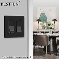 BESTTEN 10 Pack 2-Gang Black Screwless Wall
