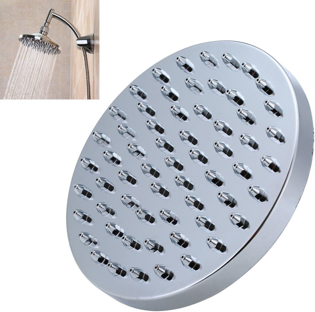 6 Inch Round Shower Head Rainfall ShowerHead Chrome Finish with Swivel