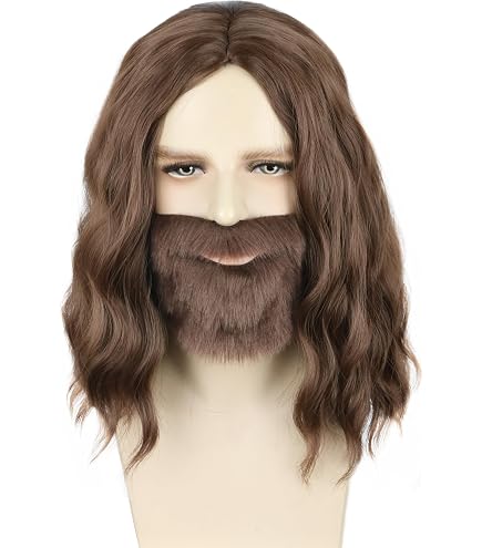 Set De Peluca Y Barba Bíblica Forum, Color Marrón, Talla única, Sin Gorro