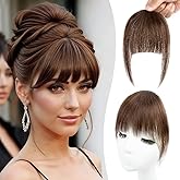 Boymia Clip on Bangs for Women Hair Clip in Bangs Heat Resistant Human Hair #06 Wispy with Temples Hairpieces