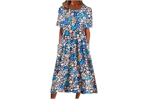 TAPANET Womens Summer Dresses 2024 Casual Plus Size Dress Trendy Floral Boho Dress Flowy Spring Dress Shirt Dress with Pocket