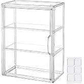 BOHOIDEE 3 Tiers Clear Display Case for Figures, Acrylic Storage Organizers | Magnetic Door, Dustproof, Stackable Design, Adjustable Boards, Wall-Mounted