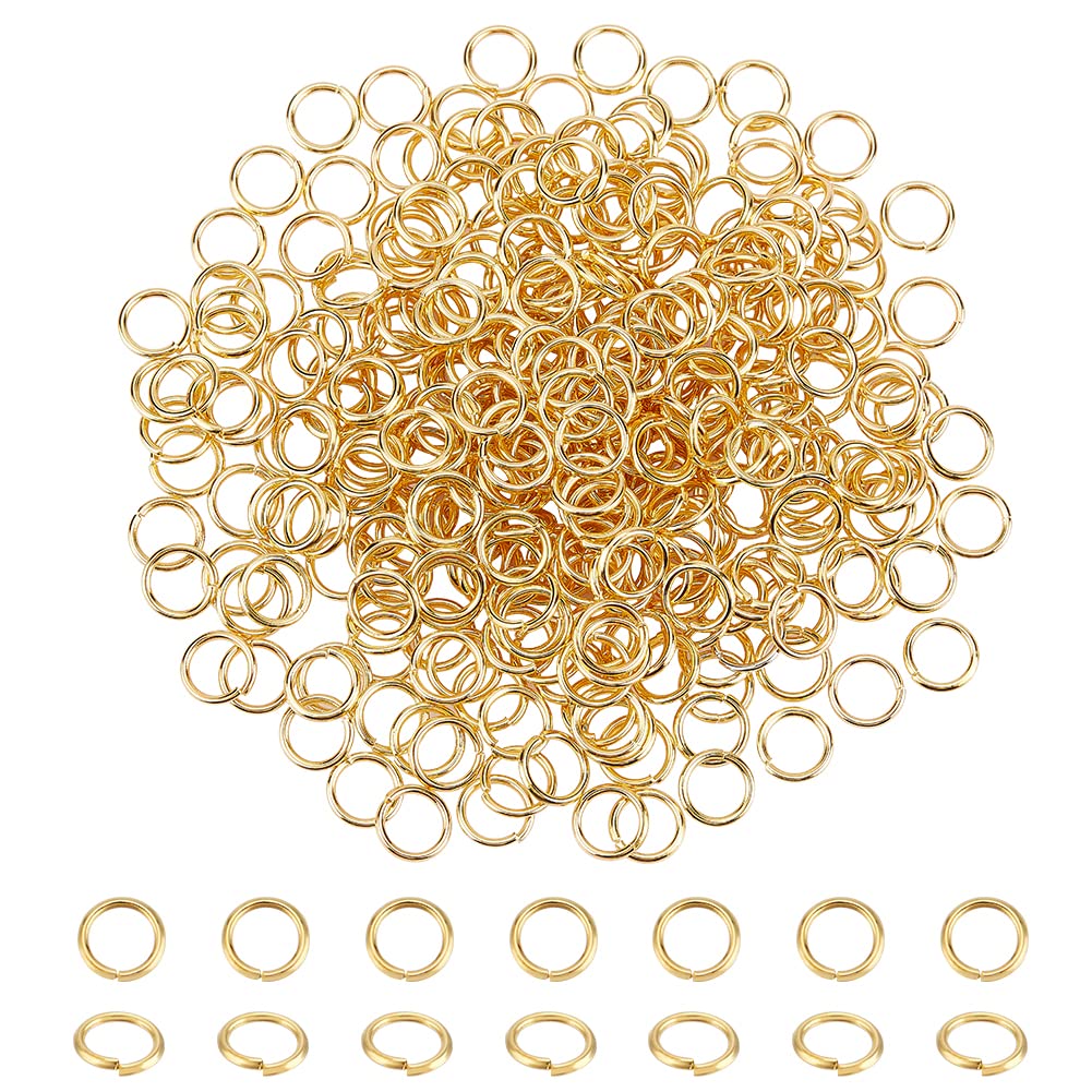 PH PandaHall 360pcs Brass Jump Rings, 8mm 18 Gauge Gold Open Jump Rings Extra Strong Ring Jewellery Findings for Jewellery Making Necklace Bracelet Connectors Jewellery Links DIY Crafts
