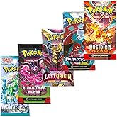 Mega Pokemon Card Booster Pack Gift Bundle | 5 Booster Packs | Sword and Shield | Scarlet and Violet | ʴǰéDz Gift Set | 4 A